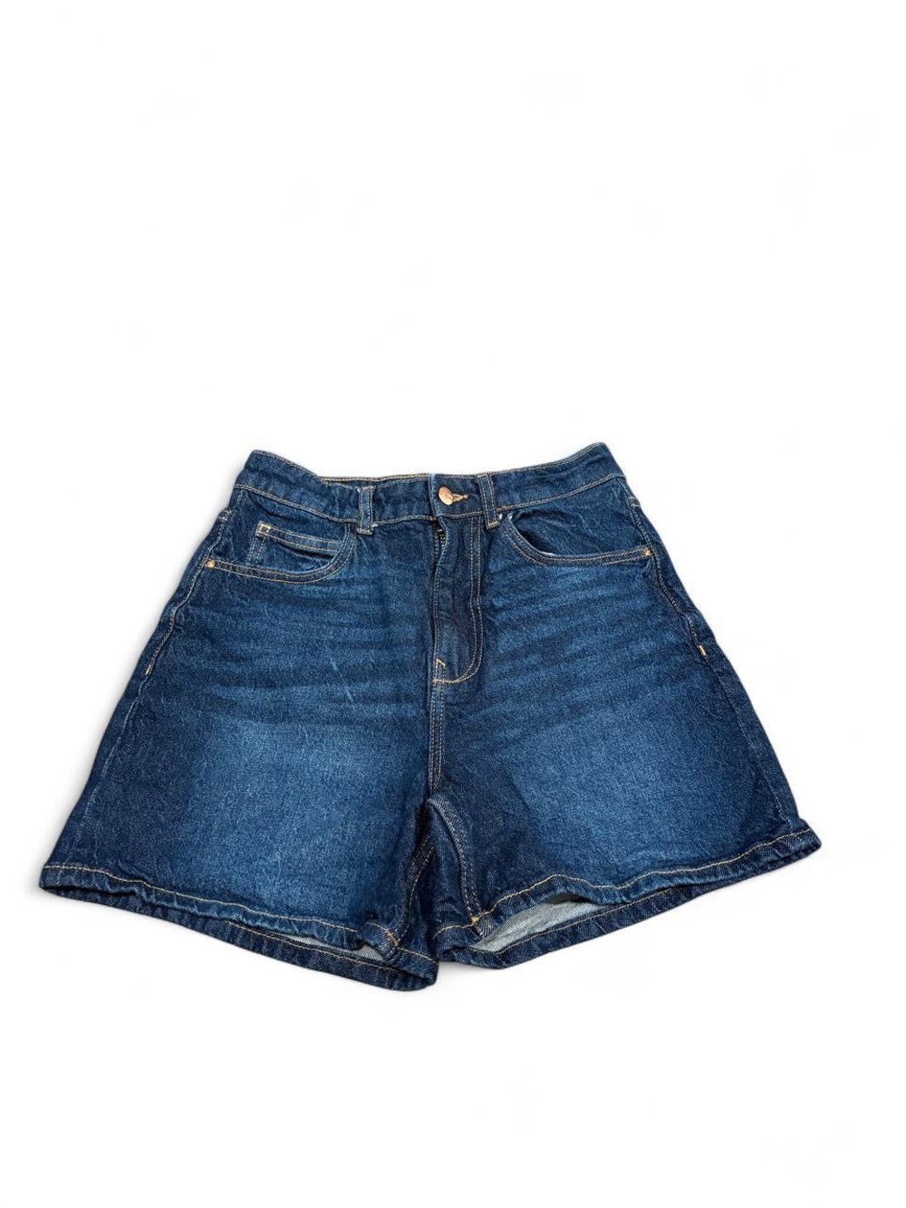 Zara Classic High-Rise Denim Shorts - Dark Blue